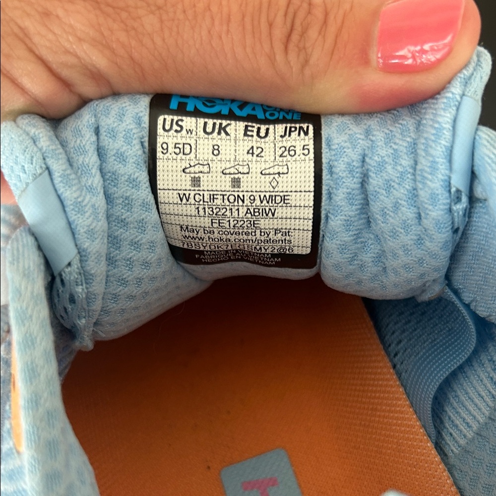 Women’s Clifton 9 Hoka Light Blue and Orange Athletic Shoes size 9.5 - Picture 4 of 6